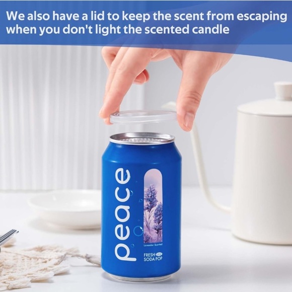 Soda Can Blue Candle 11 oz Natural Soy Wax, Scented Candle Unique Gifts for Home - Picture 10 of 10